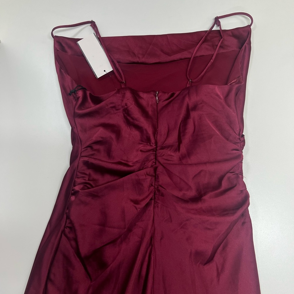 Floret Studios Ruched Slip Dress New With Tags Size Small Midi Length Wine Red - Picture 13 of 14